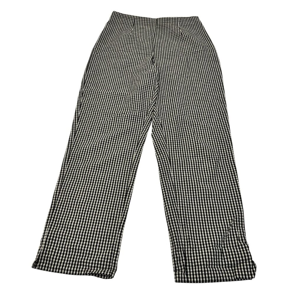 Doen Black & White Gingham Cropped Wide-Leg Pants
